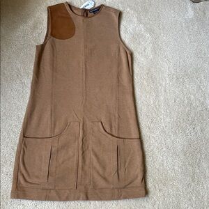 Ralph Lauren Brown Sleeveless Dress with Leather Accent